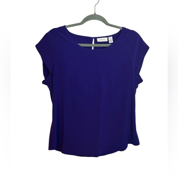 Chico’s Purple Blue Short Sleeve Popover Blouse - Picture 1 of 5